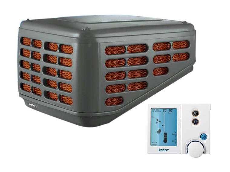 Low-profile roof-mounted evaporative cooler